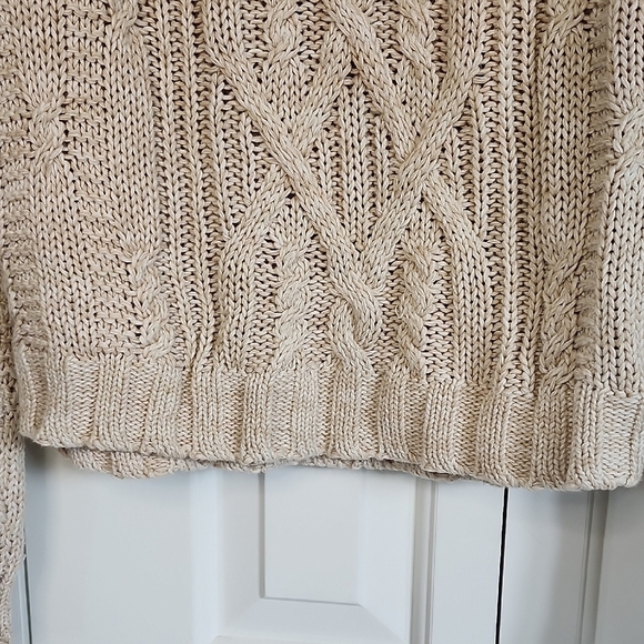 Leo and Nicole Women's 100% Cotton Knit 1/4 Zip Beige Sweater Size XL - Picture 5 of 7